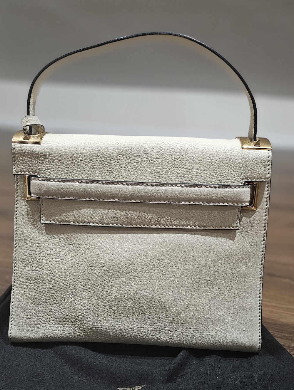 Valentino Garavani My Rockstud Top Handle Flap Bag Ivory.